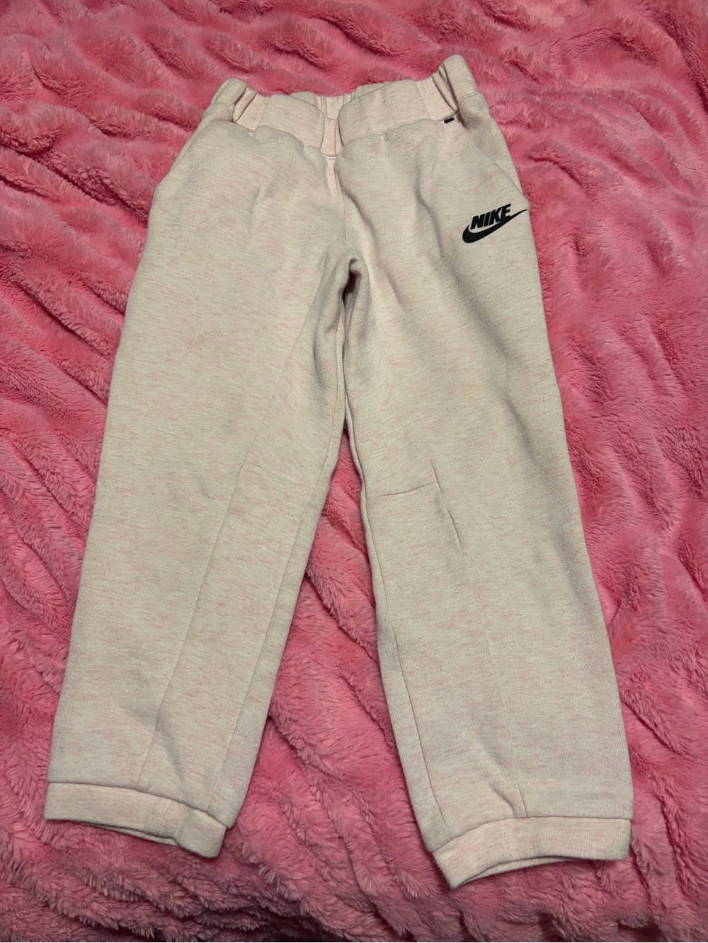 Nike Kids Light Pink-Cream Sweatpants with Logo